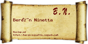 Berán Ninetta névjegykártya